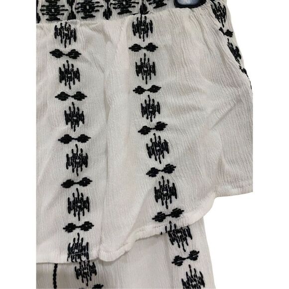 Forever 21 Ruffled Romper with Black and White Embroidery - Picture 3 of 6